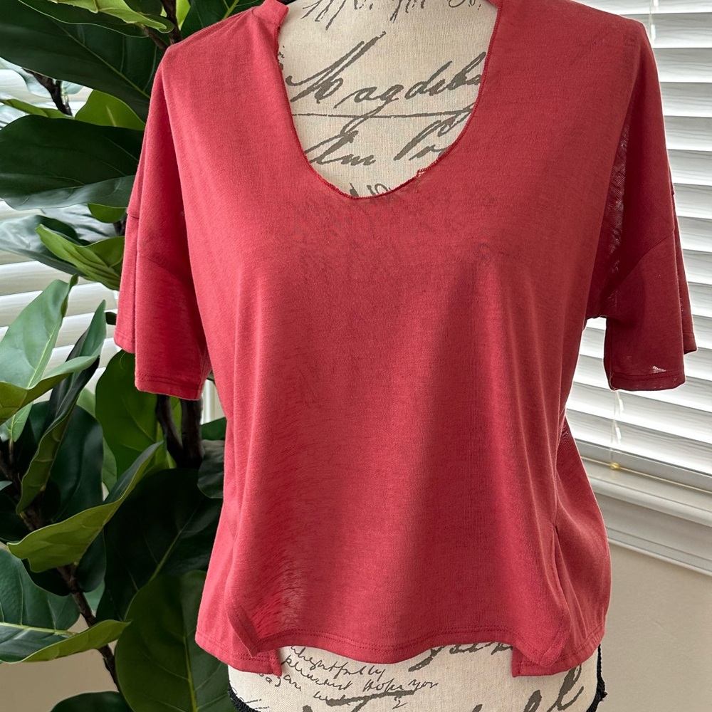 Women's Red V-Neck Top